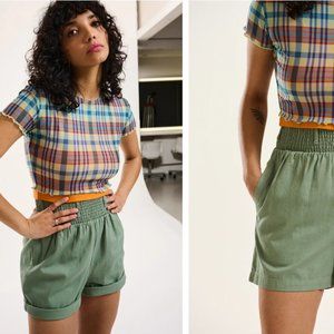 LUCY & YAK Adele Shorts: ORGANIC COTTON - Sage Green NEW WITH TAGS